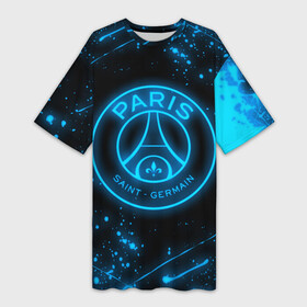 Платье-футболка 3D с принтом PSG NEON STYLE SPORT  ПСГ НЕОН в Санкт-Петербурге,  |  | neon | paris saint germain | psg | saint | sport | неон | париж | псг | псж | спорт | футбол