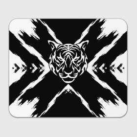 Прямоугольный коврик для мышки с принтом Tiger Black & White Черно-белый Тигр в Санкт-Петербурге, натуральный каучук | размер 230 х 185 мм; запечатка лицевой стороны | cat | tiger | год тигра | зверь | кошка | символ года | тигр | хищник