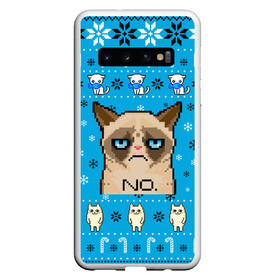 Чехол для Samsung Galaxy S10 с принтом Grumpy КОТ МЕМ НОВОГОДНИЙ в Санкт-Петербурге, Силикон | Область печати: задняя сторона чехла, без боковых панелей | Тематика изображения на принте: 2021 | 2022 | cat | christmas | mem | merry | merry christmas | new year | snow | sweater | ugly christmas | winter | зима | кис | киска | кот | котейка | котик | коты | котяра | кошка | кошки | мем | мемы | новогодний | новогодняя | новый 