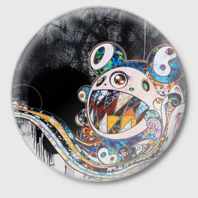 Значок с принтом Стрит-арт Такаси Мураками в Санкт-Петербурге,  металл | круглая форма, металлическая застежка в виде булавки | картина | мураками | такаси мураками | такаши мураками | такеши мураками | японская живопись | японское искусство