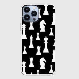 Чехол для iPhone 13 Pro Max с принтом Белые шахматные фигуры в Санкт-Петербурге,  |  | checkmate | chess | chess board | chess game | chess pieces | chess player | chessboard | gambit | game | king | pawn | queen | гамбит | игра | король | мат | партия | ферзь | фигуры | шахматист | шахматы