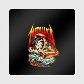 Магнит виниловый Квадрат с принтом Metallica WELCOME TO ROCKVILLE в Санкт-Петербурге, полимерный материал с магнитным слоем | размер 9*9 см, закругленные углы | Тематика изображения на принте: hard | heavy | james hetfield | kirk hammett | lars ulrich | metallica | music | robert trujillo | rock band | thrash | thrashmetal | джеймс хэтфилд | кирк хэмметт | ларс ульрих | метал | металика | металлика | музыка | роберт трухильо | рок группа | трэш