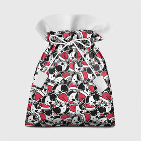 Подарочный 3D мешок с принтом Щенки и красные колпаки в Санкт-Петербурге, 100% полиэстер | Размер: 29*39 см | caps | christmas | dogs | new year | puppies | red hats | santa claus | santas | деды морозы | колпаки | красные шапки | новый год | рождество | санта клаусы | собаки | щенки