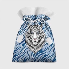 Подарочный 3D мешок с принтом New Years Tiger / Новогодний Тигр в Санкт-Петербурге, 100% полиэстер | Размер: 29*39 см | Тематика изображения на принте: cat | tiger | год тигра | дед мороз | зверь | кошка | новый год | рождество | санта | символ года | снег | снежинка | тигр | хищник