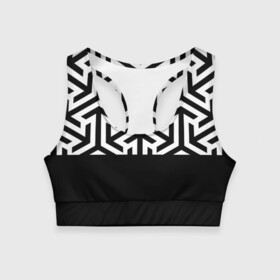 Женский спортивный топ 3D с принтом Черно-Белая Абстракция в Санкт-Петербурге, 82% полиэстер, 18% спандекс Ткань безопасна для здоровья, позволяет коже дышать, не мнется и не растягивается |  | абстракция | геометрия | иллюзия | минимализм | черно белое