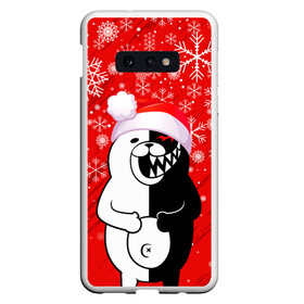 Чехол для Samsung S10E с принтом НОВОГОДНИЙ MONOKUMA. в Санкт-Петербурге, Силикон | Область печати: задняя сторона чехла, без боковых панелей | 2022 | anime | black  white | danganronpa | happy new year | kurokuma | merry christmas | monodam | monokuma | monomi | monotaro | pink | shirokuma | аниме | год тигра | зима близко | мoноми | монокума | нг | новогодний | новый год | новый 