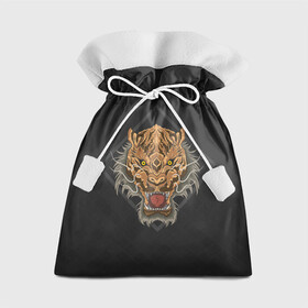 Подарочный 3D мешок с принтом Голова тигра в ромбе в Санкт-Петербурге, 100% полиэстер | Размер: 29*39 см | Тематика изображения на принте: furry | low poly | tiger | восточный тигр | год тигра | голова | кошка | лоу поли | тигр | тигренок | фурри | хищник