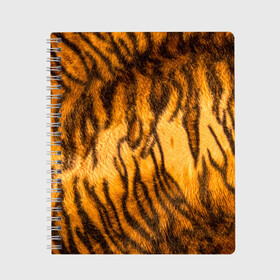 Тетрадь с принтом Шкура тигра 2022 в Санкт-Петербурге, 100% бумага | 48 листов, плотность листов — 60 г/м2, плотность картонной обложки — 250 г/м2. Листы скреплены сбоку удобной пружинной спиралью. Уголки страниц и обложки скругленные. Цвет линий — светло-серый
 | 2022 | год тигра | новый год | новый год 2022 | символ года | тигр | тигренок | тигрица | тигры