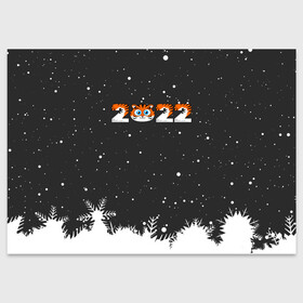 Поздравительная открытка с принтом Новый год 2022 - надпись 2022 в Санкт-Петербурге, 100% бумага | плотность бумаги 280 г/м2, матовая, на обратной стороне линовка и место для марки
 | 2022 | год тигра | новый год | новый год 2022 | символ года | тигр | тигренок | тигрица | тигры