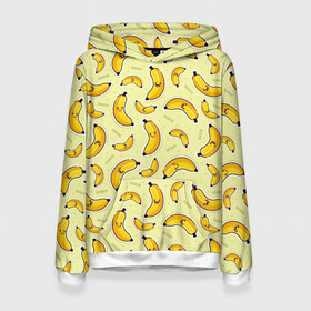 Женская толстовка 3D с принтом Банановый Бум в Санкт-Петербурге, 100% полиэстер  | двухслойный капюшон со шнурком для регулировки, мягкие манжеты на рукавах и по низу толстовки, спереди карман-кенгуру с мягким внутренним слоем. | банан | банановый | бананы | паттерн | прикол | фрукты