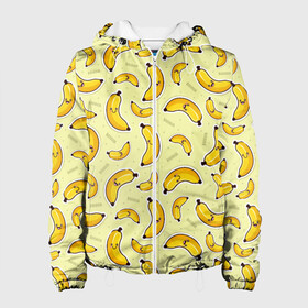 Женская куртка 3D с принтом Банановый Бум в Санкт-Петербурге, ткань верха — 100% полиэстер, подклад — флис | прямой крой, подол и капюшон оформлены резинкой с фиксаторами, два кармана без застежек по бокам, один большой потайной карман на груди. Карман на груди застегивается на липучку | банан | банановый | бананы | паттерн | прикол | фрукты