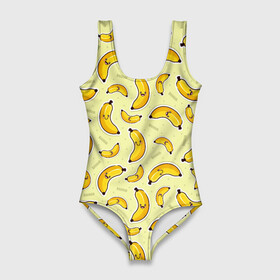 Купальник-боди 3D с принтом Банановый Бум в Санкт-Петербурге, 82% полиэстер, 18% эластан | Круглая горловина, круглый вырез на спине | Тематика изображения на принте: банан | банановый | бананы | паттерн | прикол | фрукты