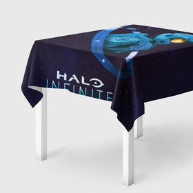 Скатерть 3D с принтом Halo Infinite Силуэт мастера Чифа в Санкт-Петербурге, 100% полиэстер (ткань не мнется и не растягивается) | Размер: 150*150 см | chief | halo | infinite | инфинит | мастер чиф | хало | хейло | хэйло | чиф