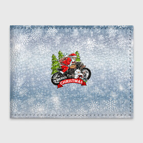 Обложка для студенческого билета с принтом Санта Байкер Santa on the motorbike в Санкт-Петербурге, натуральная кожа | Размер: 11*8 см; Печать на всей внешней стороне | Тематика изображения на принте: bike | christmas | moto | santa | байк | дед мороз | елка | зима | мотоцикл | новый год | подарок | рождество | санта | снег | снеговик | снежинка