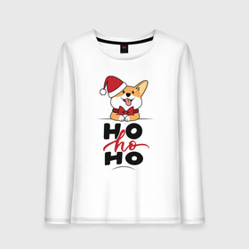 Женский лонгслив хлопок с принтом Corgi | Ho ho Ho в Санкт-Петербурге, 100% хлопок |  | 2022 | 2022 год | happy new year | santa | год тигра | дед мороз | каникулы | мороз | новогодний свитер | новый год | новый год 2022 | новый год тигра | оливье | праздник | рождество | санта клаус | свитер новогодний