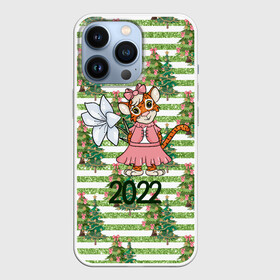 Чехол для iPhone 13 Pro с принтом Милая тигрица с цветком в Санкт-Петербурге,  |  | 2022 | год тигра | новый год | новый год 2022 | символ года | тигр | тигренок | тигрица | тигры