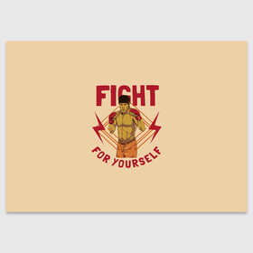 Поздравительная открытка с принтом FIGHT FOR YOURSELF в Санкт-Петербурге, 100% бумага | плотность бумаги 280 г/м2, матовая, на обратной стороне линовка и место для марки
 | bellator | boxing | fight club | mixed martial arts | ufc | айкидо | беллатор | боевые искусства | боец | бои | бои без правил | бойцовский клуб | бокс | борьба | воин | джиуджитсу | дзюдо | единоборства | карате | кикбоксинг
