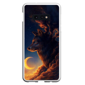 Чехол для Samsung S10E с принтом Ночной Волк Night Wolf в Санкт-Петербурге, Силикон | Область печати: задняя сторона чехла, без боковых панелей | Тематика изображения на принте: animal | moon | night | sky | stars | wolf | благородный | волк | животные | звезды | зверь | луна | небо | ночной | ночь | облака | тьма | хищник