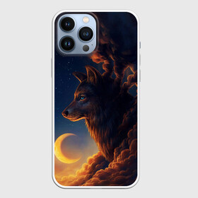 Чехол для iPhone 13 Pro Max с принтом Ночной Волк | Night Wolf. в Санкт-Петербурге,  |  | Тематика изображения на принте: animal | moon | night | sky | stars | wolf | благородный | волк | животные | звезды | зверь | луна | небо | ночной | ночь | облака | тьма | хищник