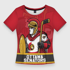 Женская футболка 3D Slim с принтом Оттава Сенаторз, Ottawa Senators в Санкт-Петербурге,  |  | hockey | nhl | ottawa | ottawa senators | senators | usa | нхл | оттава | оттава сенаторз | сенаторз | спорт | сша | хоккей | шайба