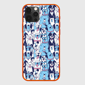 Чехол для iPhone 12 Pro с принтом Забавные Пёсели паттерн Funny Dogs pattern в Санкт-Петербурге, силикон | область печати: задняя сторона чехла, без боковых панелей | Тематика изображения на принте: dog | бульдог | далматинец | йорк | мопс | песик | порода | смешной | собака