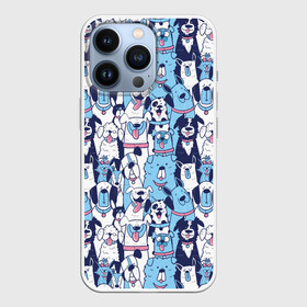 Чехол для iPhone 13 Pro с принтом Забавные Пёсели паттерн   Funny Dogs pattern в Санкт-Петербурге,  |  | Тематика изображения на принте: dog | бульдог | далматинец | йорк | мопс | песик | порода | смешной | собака