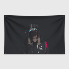 Флаг-баннер с принтом Девочка в маске в Санкт-Петербурге, 100% полиэстер | размер 67 х 109 см, плотность ткани — 95 г/м2; по краям флага есть четыре люверса для крепления | аниме | аниме тян | девочка в маске | тян | тян в маске | тянка