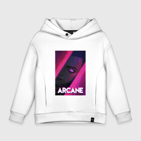 Детское худи Oversize хлопок с принтом Arcane (Neon) в Санкт-Петербурге, френч-терри — 70% хлопок, 30% полиэстер. Мягкий теплый начес внутри —100% хлопок | боковые карманы, эластичные манжеты и нижняя кромка, капюшон на магнитной кнопке | arcane | jinx | league of legends | neon | рисунок