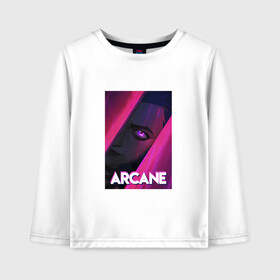 Детский лонгслив хлопок с принтом Arcane (Neon) в Санкт-Петербурге, 100% хлопок | круглый вырез горловины, полуприлегающий силуэт, длина до линии бедер | arcane | jinx | league of legends | neon | рисунок