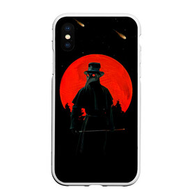 Чехол для iPhone XS Max матовый с принтом plague doctor ЧУМНОЙ ДОКТОР в Санкт-Петербурге, Силикон | Область печати: задняя сторона чехла, без боковых панелей | art | artwork | dark | illustration | moon | plague doctor | red moon | арт | луна | мрак | ночь | чума | чумной доктор