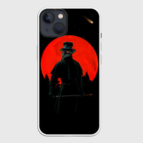 Чехол для iPhone 13 с принтом plague doctor ЧУМНОЙ ДОКТОР в Санкт-Петербурге,  |  | Тематика изображения на принте: art | artwork | dark | illustration | moon | plague doctor | red moon | арт | луна | мрак | ночь | чума | чумной доктор