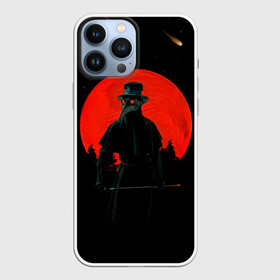 Чехол для iPhone 13 Pro Max с принтом plague doctor ЧУМНОЙ ДОКТОР в Санкт-Петербурге,  |  | art | artwork | dark | illustration | moon | plague doctor | red moon | арт | луна | мрак | ночь | чума | чумной доктор