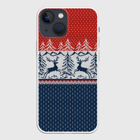 Чехол для iPhone 13 mini с принтом НОВОГОДНИЙ УЗОР в Санкт-Петербурге,  |  | background | christmas | deer | holiday | knitted pattern | new year | new years pattern | pattern | texture | tree | вязаный узор | елка | елочка | новогодний узор | новый год | олени | паттерн | праздник | рождество | текстура | узор | фон