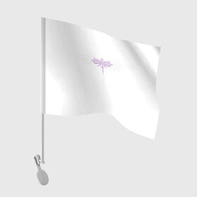 Флаг для автомобиля с принтом Стрекоза Violet Neon Theme в Санкт-Петербурге, 100% полиэстер | Размер: 30*21 см | воздух | для девочек | для женщин | женские | красные | крылья | лес | лето | насекомые | неон | неоновые рисунки | полет | природа | светящиеся | стрекоза
