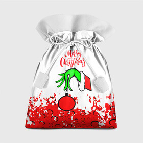 Подарочный 3D мешок с принтом Merry Christmas Grinch в Санкт-Петербурге, 100% полиэстер | Размер: 29*39 см | 2022 | grinch | happy new year | merry christmas | год тигра | гринч | зима близко | нг | новогодний | новый год | новый год 2022 | рождество | снег | снежинки
