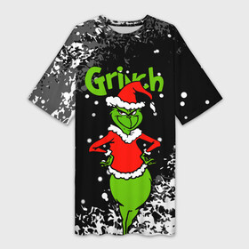 Платье-футболка 3D с принтом Grinch На всех обиделся. в Санкт-Петербурге,  |  | 2022 | grinch | happy new year | merry christmas | год тигра | гринч | зима близко | нг | новогодний | новый год | новый год 2022 | рождество | снег | снежинки