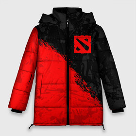 Женская зимняя куртка Oversize с принтом DOTA 2 RED LOGO, БРЫЗГИ КРАСОК в Санкт-Петербурге, верх — 100% полиэстер; подкладка — 100% полиэстер; утеплитель — 100% полиэстер | длина ниже бедра, силуэт Оверсайз. Есть воротник-стойка, отстегивающийся капюшон и ветрозащитная планка. 

Боковые карманы с листочкой на кнопках и внутренний карман на молнии | bristleback | colors | dota | dota 2 | dota2 | heroes | invoker | lina | og team | paints | pudge | shadow | team liquid | team spirit | the international | windranger | бристелбек | бристл | брызги | брызги красок | дота | дота 2 | дота2 | краски | пудж 