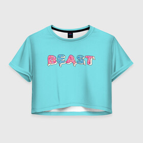 Женская футболка Crop-top 3D с принтом Mr Beast Donut в Санкт-Петербурге, 100% полиэстер | круглая горловина, длина футболки до линии талии, рукава с отворотами | mr beast | mrbeast | youtube | арты | блогеры | мистер бист | прикольные надписи | ютуберы
