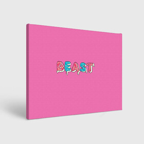 Холст прямоугольный с принтом Mr Beast Donut (Pink edition) в Санкт-Петербурге, 100% ПВХ |  | arts | mr beast | mrbeast | youtube | арты | блогеры | мистер бист | прикольные надписи | ютуб | ютуберы