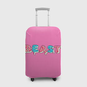 Чехол для чемодана 3D с принтом Mr Beast Donut (Pink edition) в Санкт-Петербурге, 86% полиэфир, 14% спандекс | двустороннее нанесение принта, прорези для ручек и колес | arts | mr beast | mrbeast | youtube | арты | блогеры | мистер бист | прикольные надписи | ютуб | ютуберы