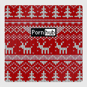 Магнитный плакат 3Х3 с принтом Porn Hub новогодний в Санкт-Петербурге, Полимерный материал с магнитным слоем | 9 деталей размером 9*9 см | deer | holiday | new year | pattern | новый год | олень | праздник | узор