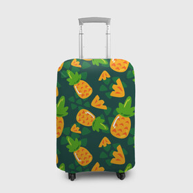 Чехол для чемодана 3D с принтом Ананасы Много ананасов в Санкт-Петербурге, 86% полиэфир, 14% спандекс | двустороннее нанесение принта, прорези для ручек и колес | ананас | ананасовый | ананасы | сладость | фрукт