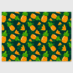 Поздравительная открытка с принтом Ананасы. Много ананасов в Санкт-Петербурге, 100% бумага | плотность бумаги 280 г/м2, матовая, на обратной стороне линовка и место для марки
 | ананас | ананасовый | ананасы | сладость | фрукт