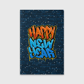 Обложка для паспорта матовая кожа с принтом С Новым Годом граффити / Happy New Year graffiti в Санкт-Петербурге, натуральная матовая кожа | размер 19,3 х 13,7 см; прозрачные пластиковые крепления | graffiti | wall | граффити | зима | новый год | рождество | снег | снежинка | стена