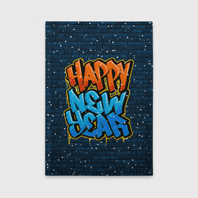 Обложка для автодокументов с принтом С Новым Годом граффити / Happy New Year graffiti в Санкт-Петербурге, натуральная кожа |  размер 19,9*13 см; внутри 4 больших “конверта” для документов и один маленький отдел — туда идеально встанут права | Тематика изображения на принте: graffiti | wall | граффити | зима | новый год | рождество | снег | снежинка | стена