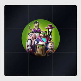 Магнитный плакат 3Х3 с принтом Семейка Аддамс - Горящий Тур в Санкт-Петербурге, Полимерный материал с магнитным слоем | 9 деталей размером 9*9 см | аддамс | герои | горящий | логотип | мультик | мультфильм | персонажи | семейка | семья | тур | черный