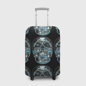 Чехол для чемодана 3D с принтом Skulls pattern 2028 в Санкт-Петербурге, 86% полиэфир, 14% спандекс | двустороннее нанесение принта, прорези для ручек и колес | fashion | future | pattern | skull | vanguard | авангард | будущее | мода | стекло | узор | череп