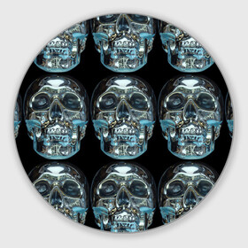 Круглый коврик для мышки с принтом Skulls pattern 2028 в Санкт-Петербурге, резина и полиэстер | круглая форма, изображение наносится на всю лицевую часть | Тематика изображения на принте: fashion | future | pattern | skull | vanguard | авангард | будущее | мода | стекло | узор | череп