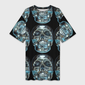 Платье-футболка 3D с принтом Skull s pattern 2028 в Санкт-Петербурге,  |  | Тематика изображения на принте: fashion | future | pattern | skull | vanguard | авангард | будущее | мода | стекло | узор | череп