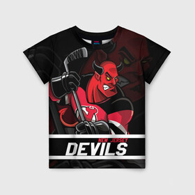 Детская футболка 3D с принтом Нью Джерси Девилз New Jersey Devils в Санкт-Петербурге, 100% гипоаллергенный полиэфир | прямой крой, круглый вырез горловины, длина до линии бедер, чуть спущенное плечо, ткань немного тянется | devils | hockey | new jersey | new jersey devils | nhl | usa | девилз | нхл | ньюджерси | ньюджерси девилз | спорт | сша | хоккей | шайба